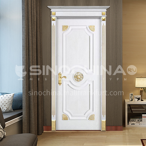 B Customized high quality luxury living room room door Fraxinus mandshurica log solid wood golden door white carved door price includes Roman column 30